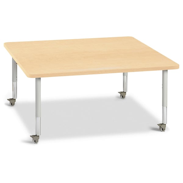 Berries Square Activity Table, 48 in. x 48 in., Mobile, Maple/Maple/Gray
